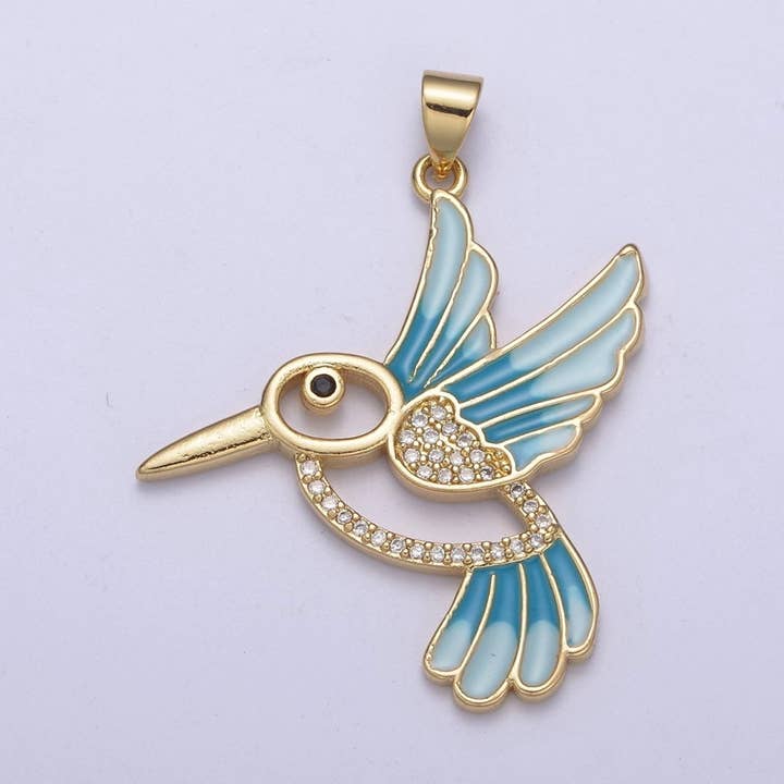 Blue Enamel Gold Hummingbird Charm 14k Gold Filled Humming Bird Pendant 38mmx31mm gold Cz Animal jewelry H-101 and other Purchase Wholesale humming bird. Free Returns & Net 60 Terms on Faire trending on Faire.