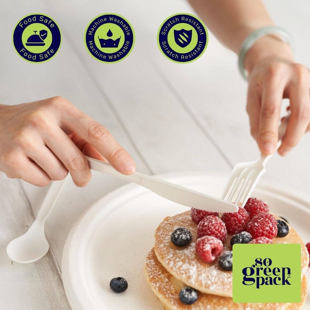 Sogreenpack - Wholesale Disposable Spoon - Compostable CPLA Cutlery Set 7" Eco-Friendly Utensil 380 Pcs7