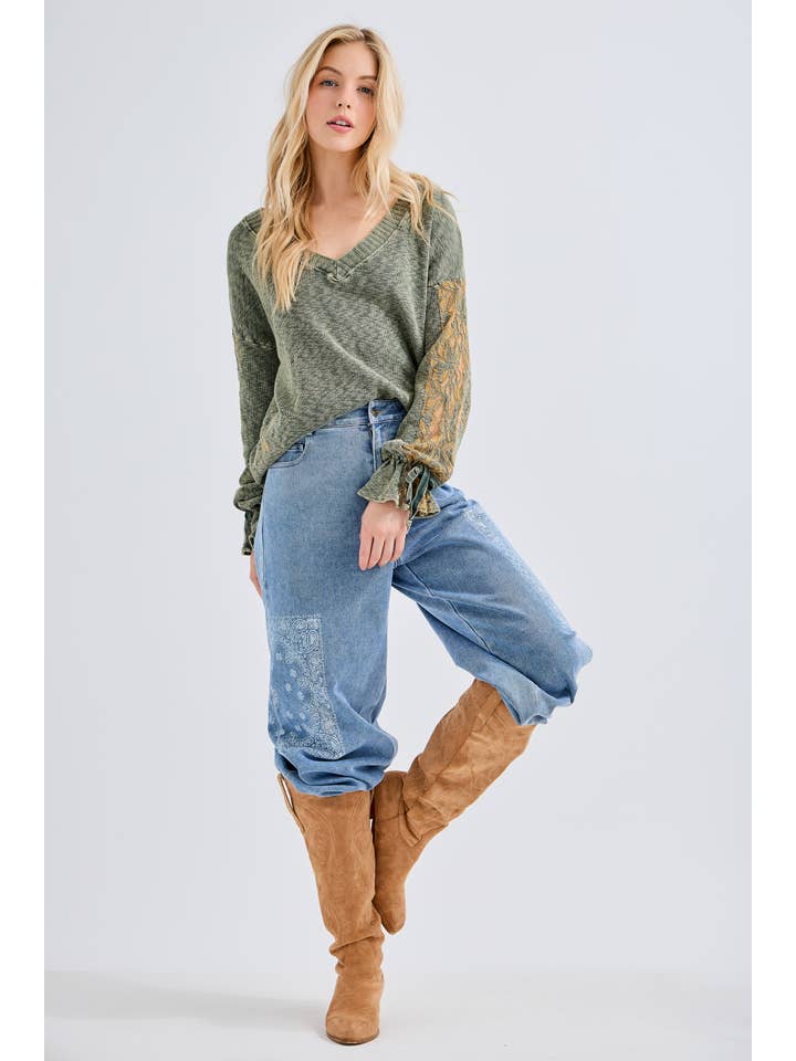 J.Her - Wholesale Jeans - Women's - Bandana Printed Boho Magic Stretchy Jeans DC5377
