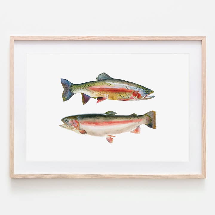 Trout Duo Art Print for wholesale by Broken Paddle Studio