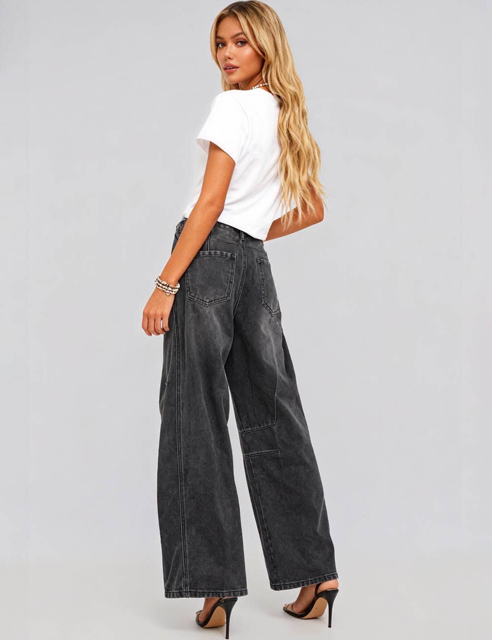 Sweetkama – Engroshandel Jeans - Dame – Damejeans med høj talje og vide ben i tøndeform, Barrel Denim SKP52235