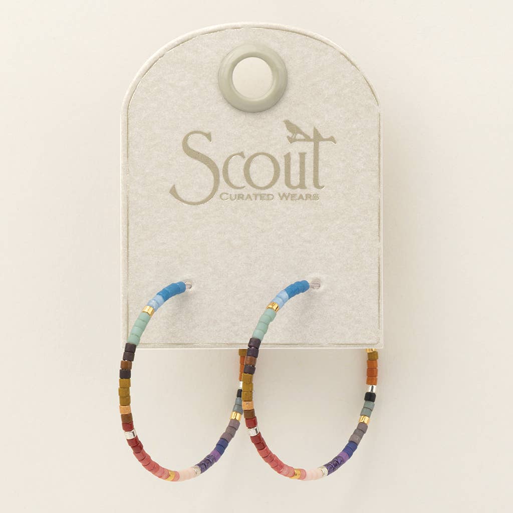 Scout Curated Wears - Wholesale Hoop Earrings - Chromacolor Miyuki Small Hoop - Dark Multi/Silver1
