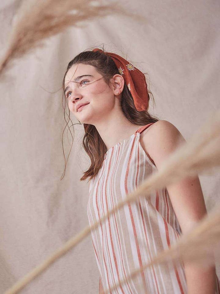 Piger Langærmet Linned Stribet Jumpsuit for engroshandel hos Dadati