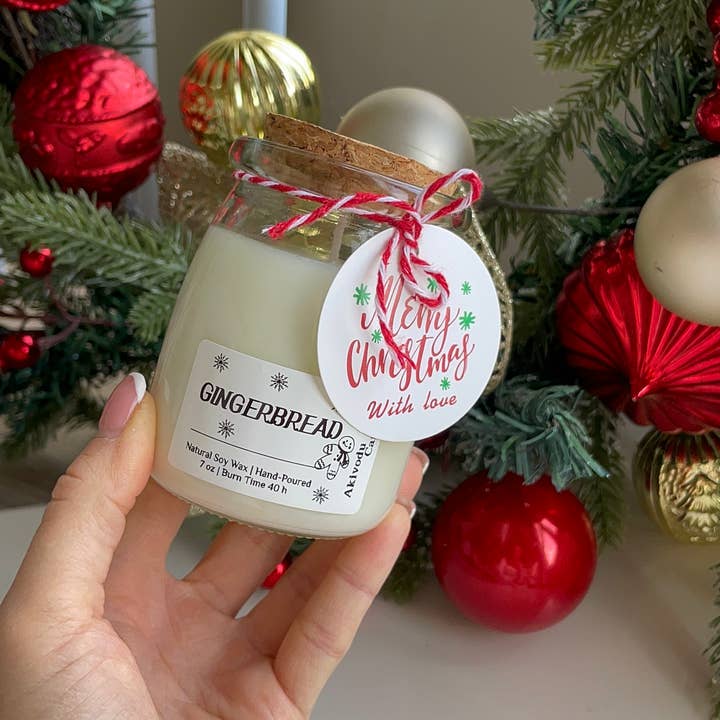 Akivodu Candles - Wholesale Jar/Filled Candle - Happy Christmas Candle in Glass Jar 7 oz Holiday Scents 2