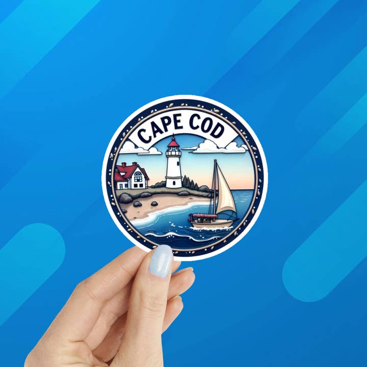 Cape Cod Lighthouse Laptop Water Bottle Waterproof Sticker for wholesale by Coastal Creators of Connecticut
