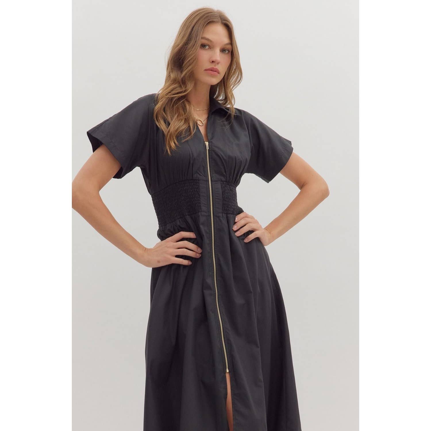 STYLE USA - Wholesale Dress - Women's - Solid short sleeve midi dress 9