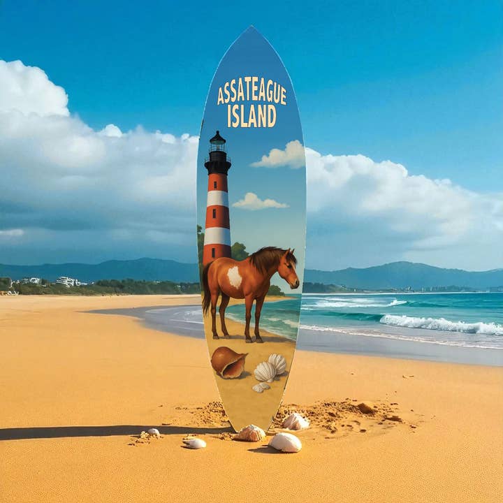 Assateague Island Surfboard Coastal Wall Art, PVC 2-5 Feet for wholesale by JennyGems