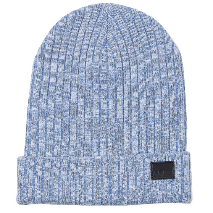 Steel Blue & Light Grey Melange Beanie for wholesale by DIBI