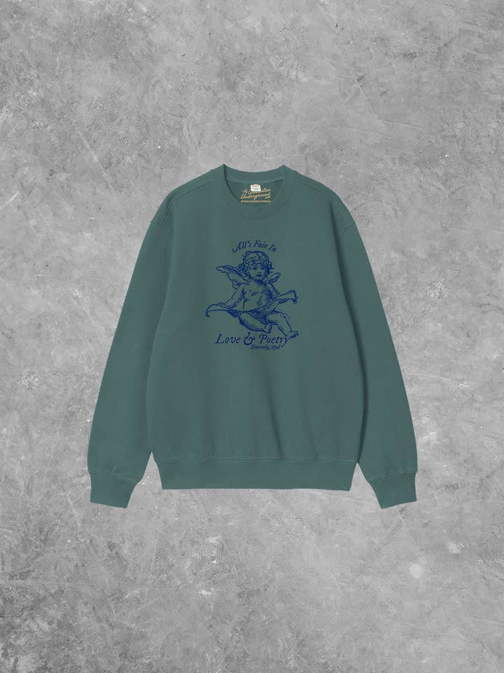 The Clandestine Underground - Wholesale Graphic Sweatshirt - Women's - All's Fair In Love & Poetry Oversized 90's Sweatshirt3