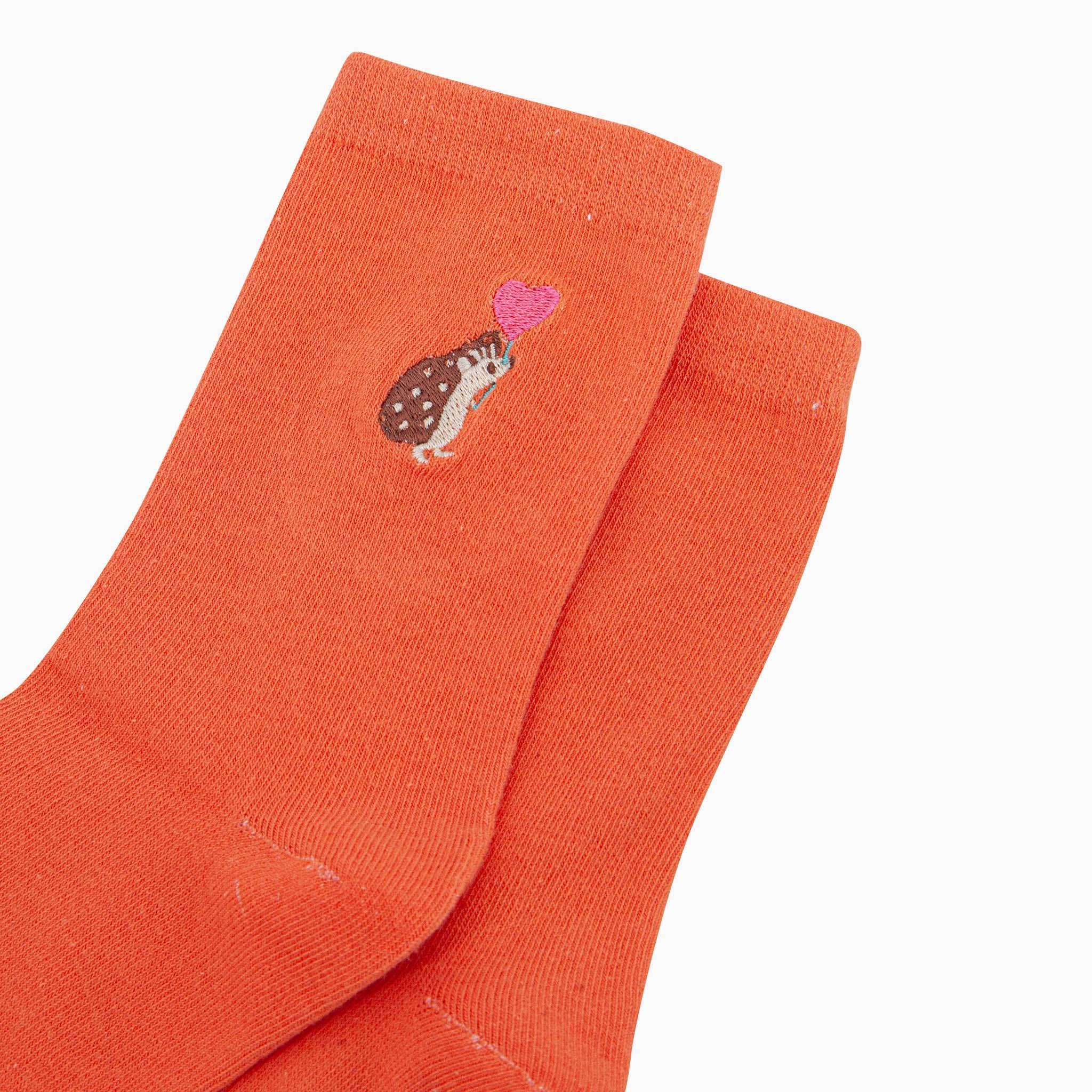 Sock Talk - Wholesale Socks - Women's - Women's Embroidered Socks - Orange, Hedgehog Heart Balloon2