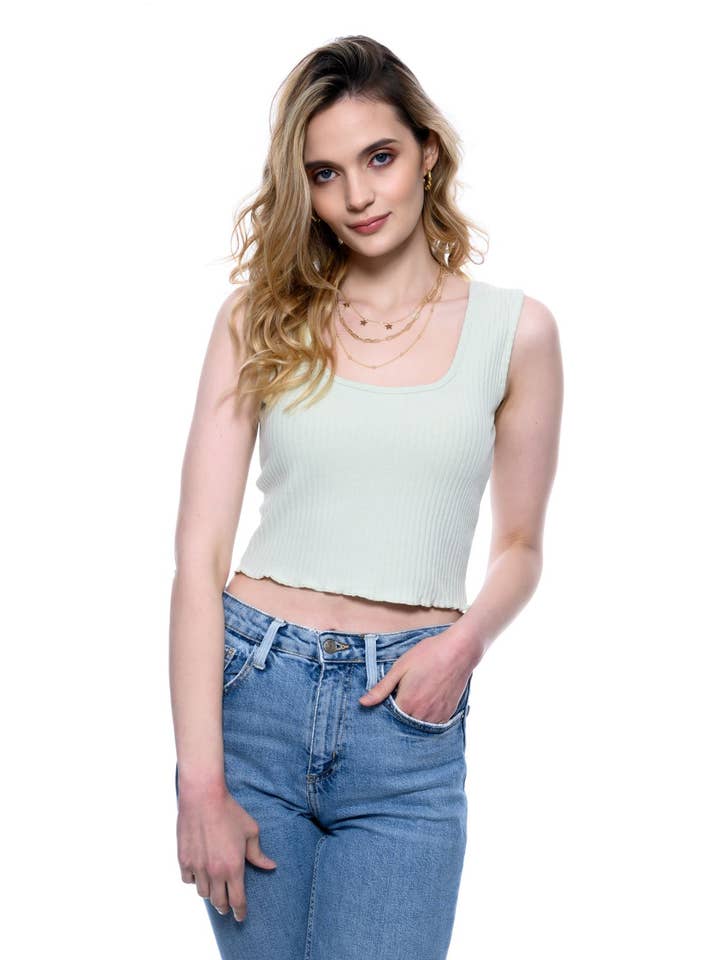 Knitted Lettuce Trim Vest Top for wholesale by Style Snatch