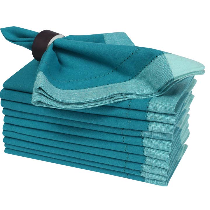 Hemstitched Cotton Cloth Napkins, 20x20 in- Teal (Set of 12) for wholesale by Bedding Craft