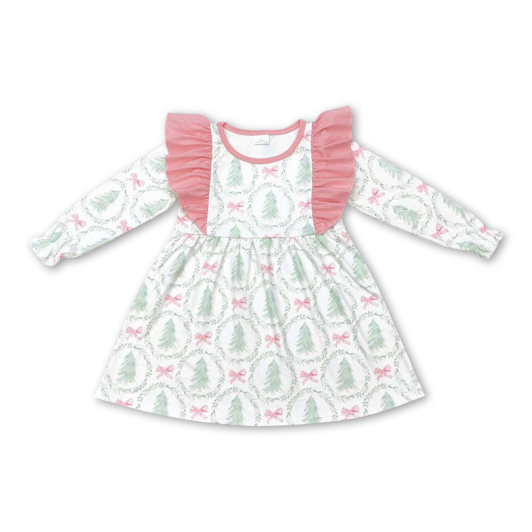 Yawoo Garments - Wholesale Romper - Kids - Long sleeves Christmas tree bow baby girls romper1