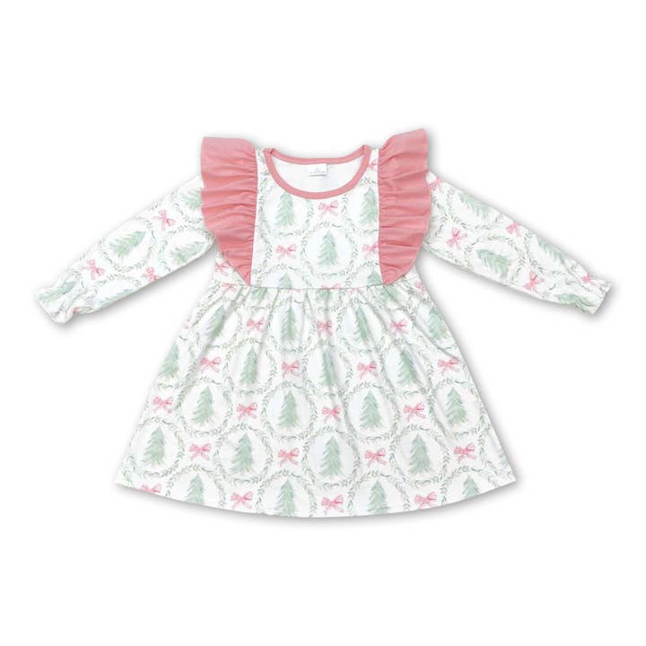 Yawoo Garments - Wholesale Romper - Kids - Long sleeves Christmas tree bow baby girls romper1