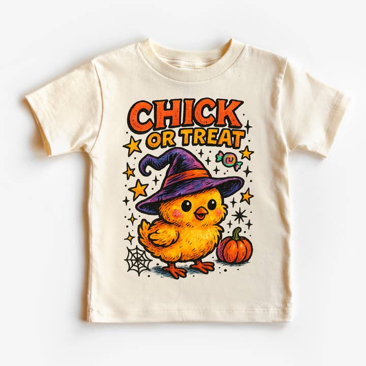 Madi Moosh - Wholesale Screen Printed T-Shirt - Kids - Chick Or Treat Chicken Halloween Shirt - Halloween Tee5