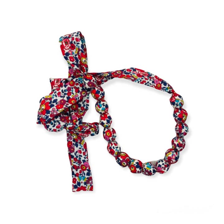 Mixed Selection Fabric Beaded Necklace made with Liberty Navy, Mustard for wholesale on Faire4