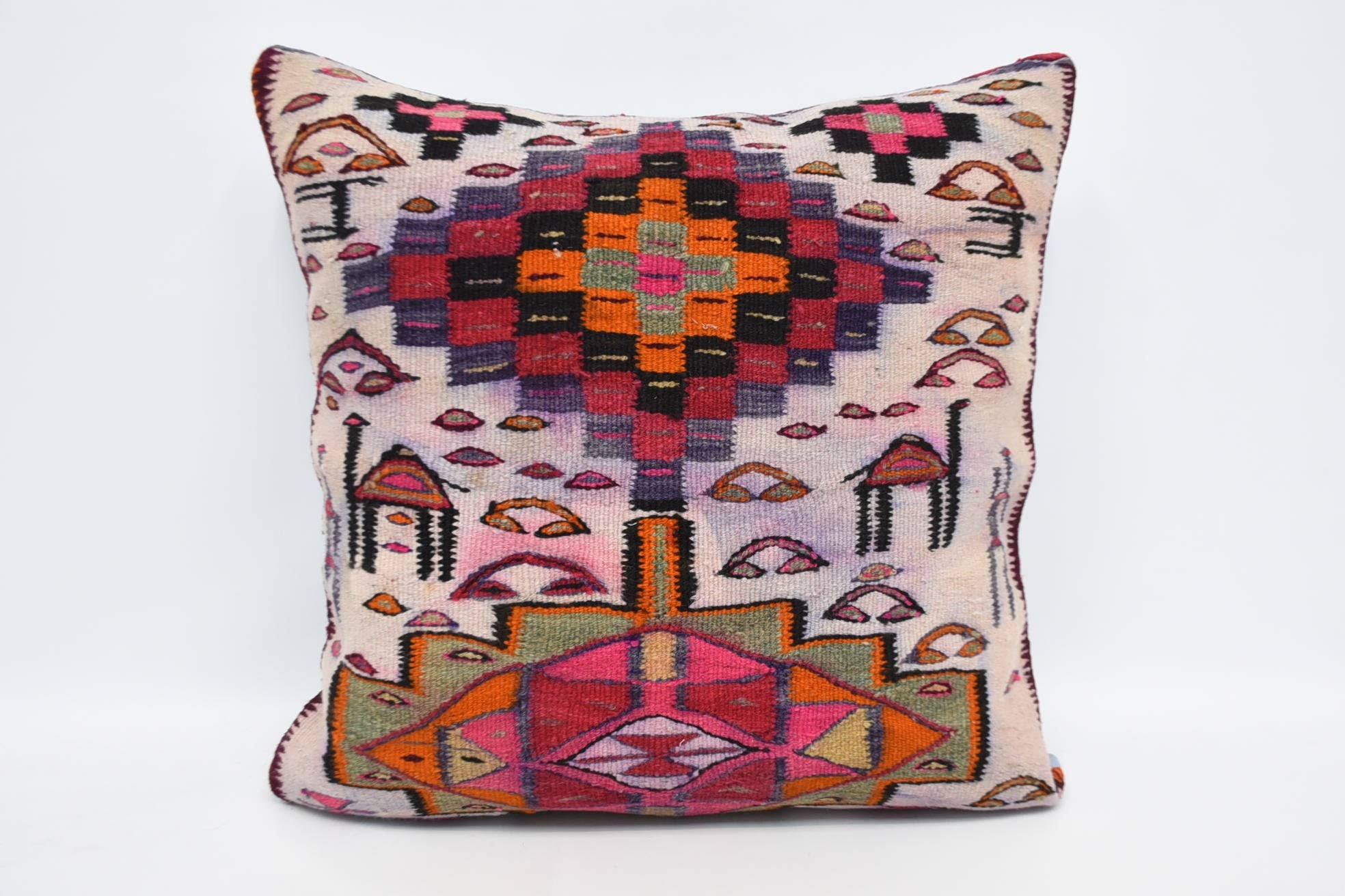 The Loom Wholesale - Wholesale Sierkussensloop - Multicolor Kilim Boheemse Kussen, 28x28 inch Wol0