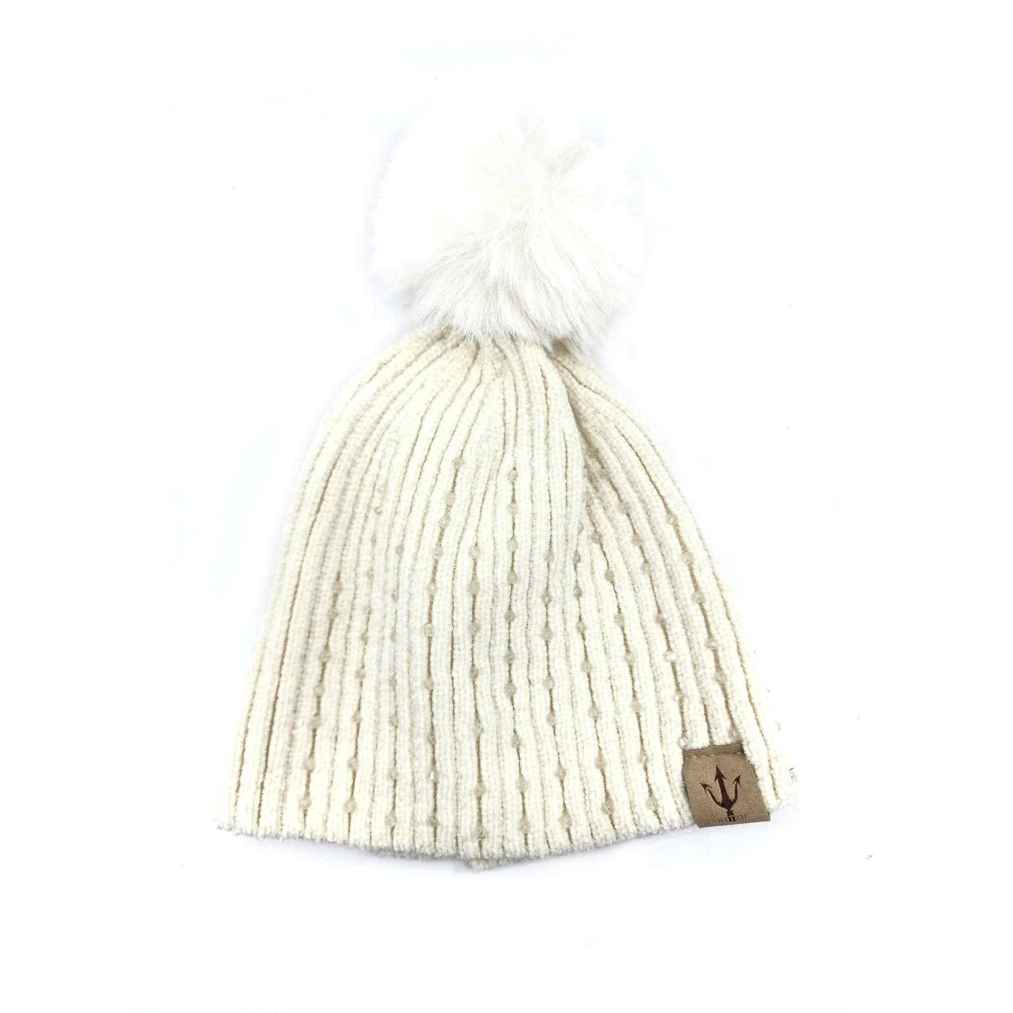 Hatzzi - Wholesale Beanie - Women's - Bead Embellishment Winter Knit Beanie with Pom2