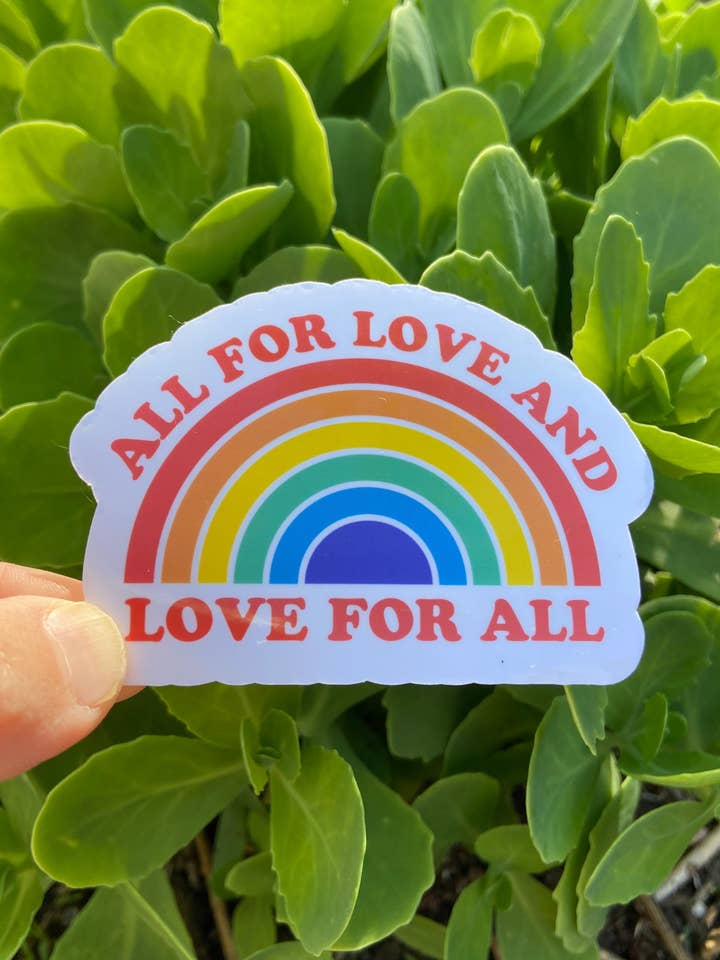 All For Love Pride Rainbow Sticker for wholesale by Carey Dailey Creations