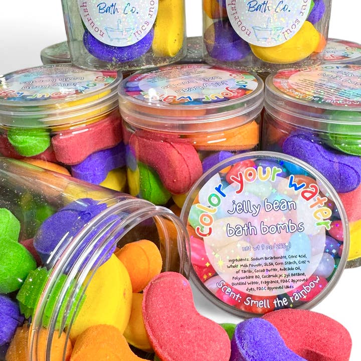 Blue Suede Bath Co. - Wholesale Bath Bomb/Fizz - Jar of Jelly Bean Bath Bombs - Holiday or Birthday Gift