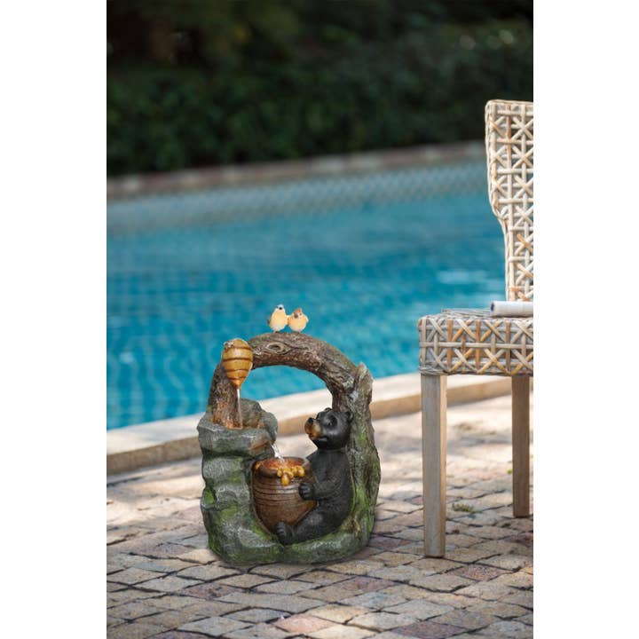 A&B Home Group Inc. - Wholesale Outdoor Ornament/Decor - 18.5x11.8x22.6" Two-Tiered Water Fountain w/ Woodland Animal1
