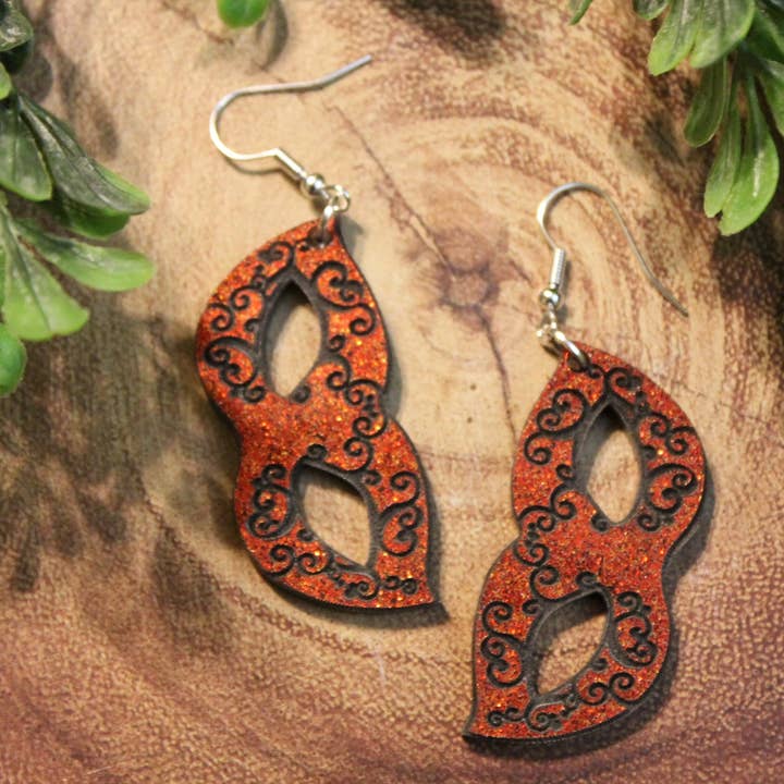 Mascaraed Mardi Gras Masker Oorbellen met Hanger voor wholesale door Hylidae Boutique