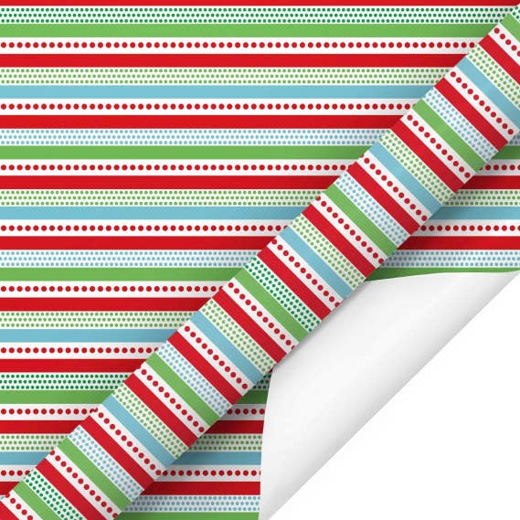 24" x 417’ Holiday Wrapping Paper Half Ream| Red, Green and Blue Dots and Stripes
for wholesale by LA Ribbons Wholesale