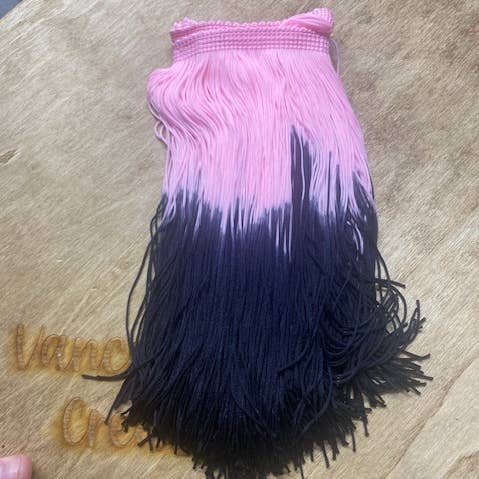 Vance Custom Creations - Wholesale Craft Supplies - Light Pink & Black Ombre 7in Fringe0