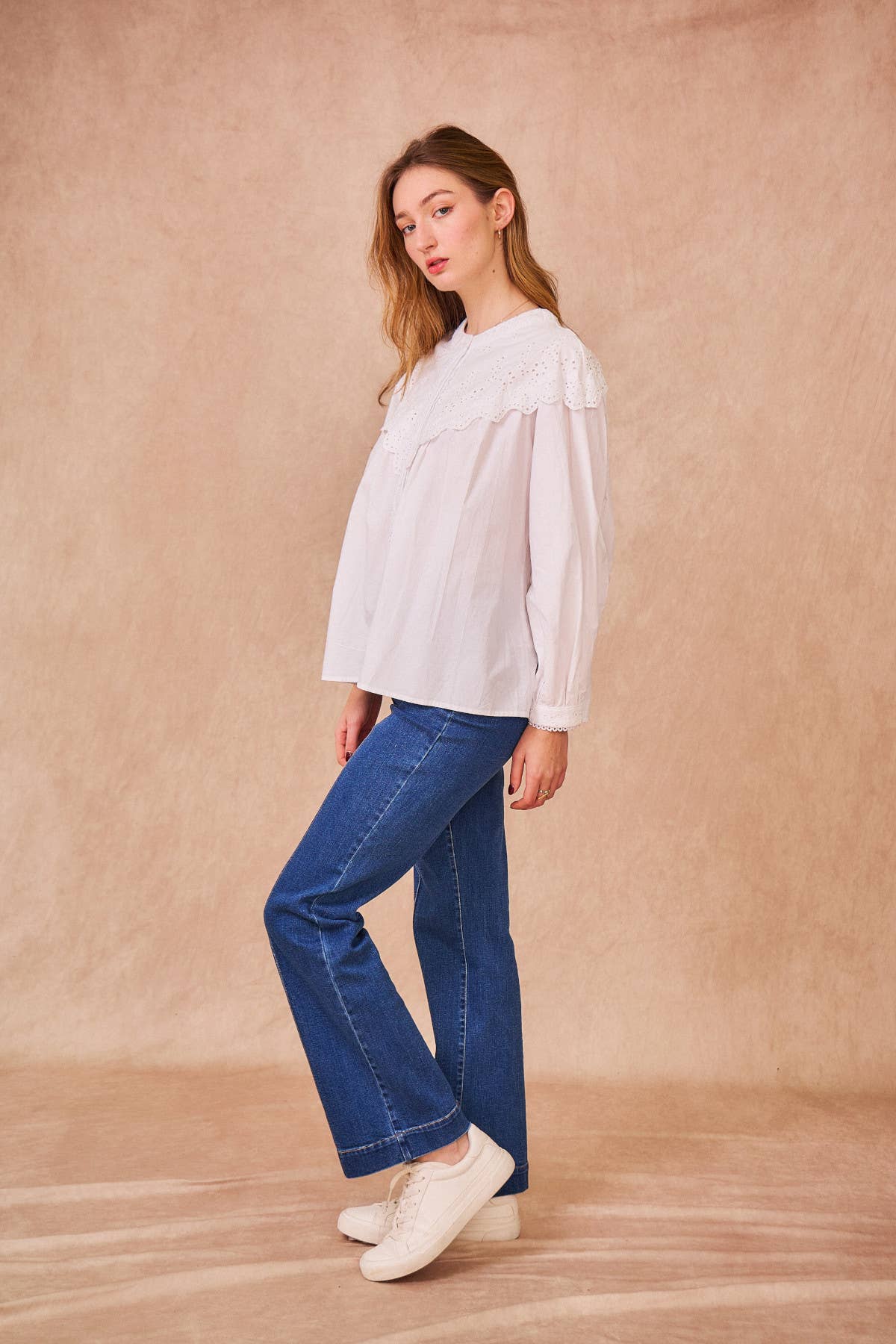 Calie Paris - Vendita all'ingrosso Camicetta - Donna - Blusa ALBERTINE in cotone popeline con ricamo5