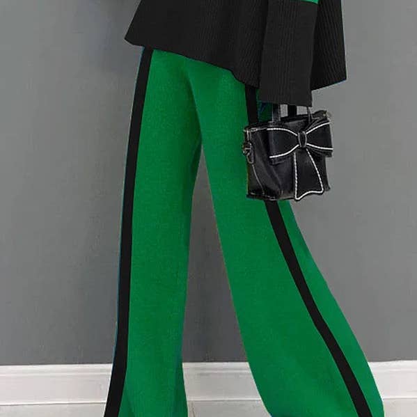 High Waisted Loose Contrast Color Pants Trousers for wholesale by Sheer Trend