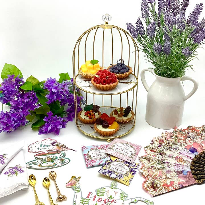 All Little Cute Things - Wholesale Cake Stand - Gold Bird Cage Tiered Stand Platter for Tea House Parties