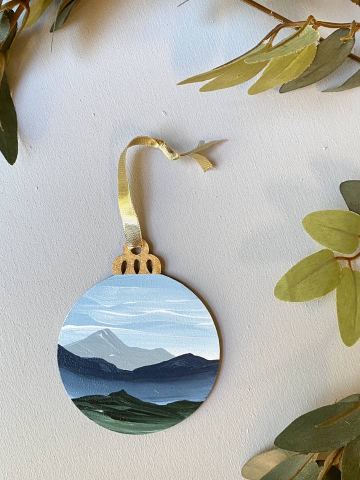 3 Inch Mountain Painting Ornament for wholesale by 704 North Design co