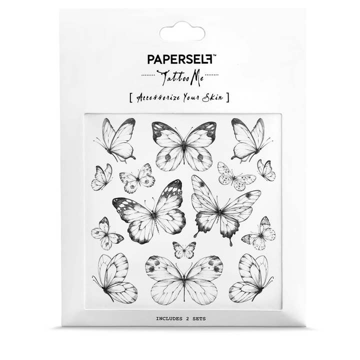 PAPERSELF - Wholesale Temporary Tattoo - Black Butterflies Temporary Tattoo