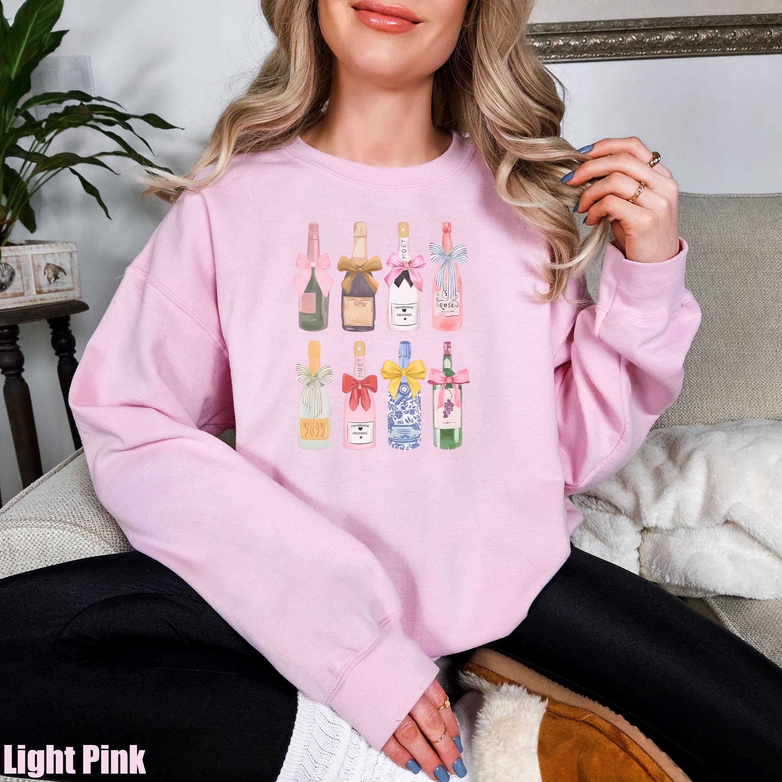 NVC Ecommerce LLC - Wholesale T-Shirt (Graphic) - Women's - Coquette Champagne Sweater, Champagne Lovers Shirt2