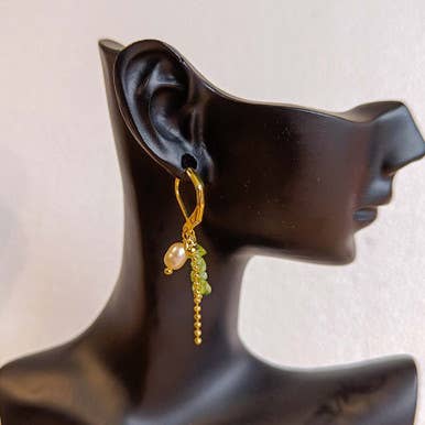 Boucles D'Oreilles Mini Moyen Labradorite pour la vente par Pompon La Tulipe