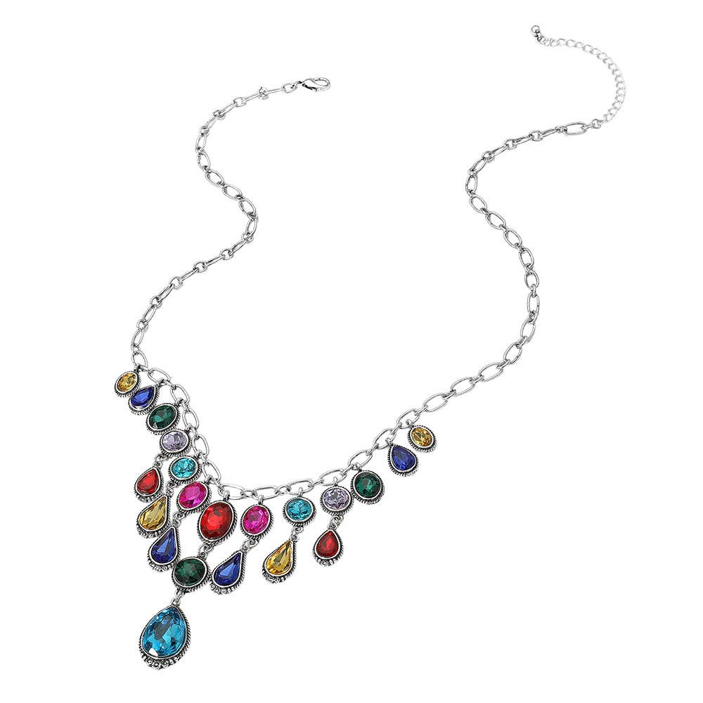 Sensibling Corp. - Wholesale Pendant/Charm Necklace - Antique Metal Western Stone Chandelier Necklace
2