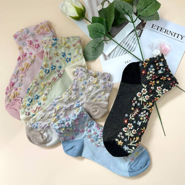 7DAYSSOCKS - Vendita all'ingrosso Calzini - Donna - Calzini da donna alla caviglia con fiori Garden Harga7