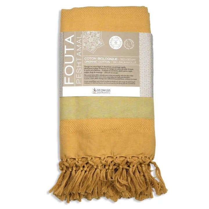 Karawan Authentic – Toalha de praia por atacado – TOALHA HAMMAM ALGOTÃO BIO GOTS - JARDIM - cor Girassol4