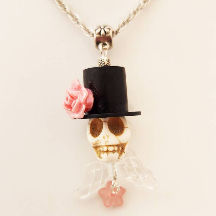 Day of the Dead Calavera Skull Totem Pendant & 18" Chain for wholesale by Costello International