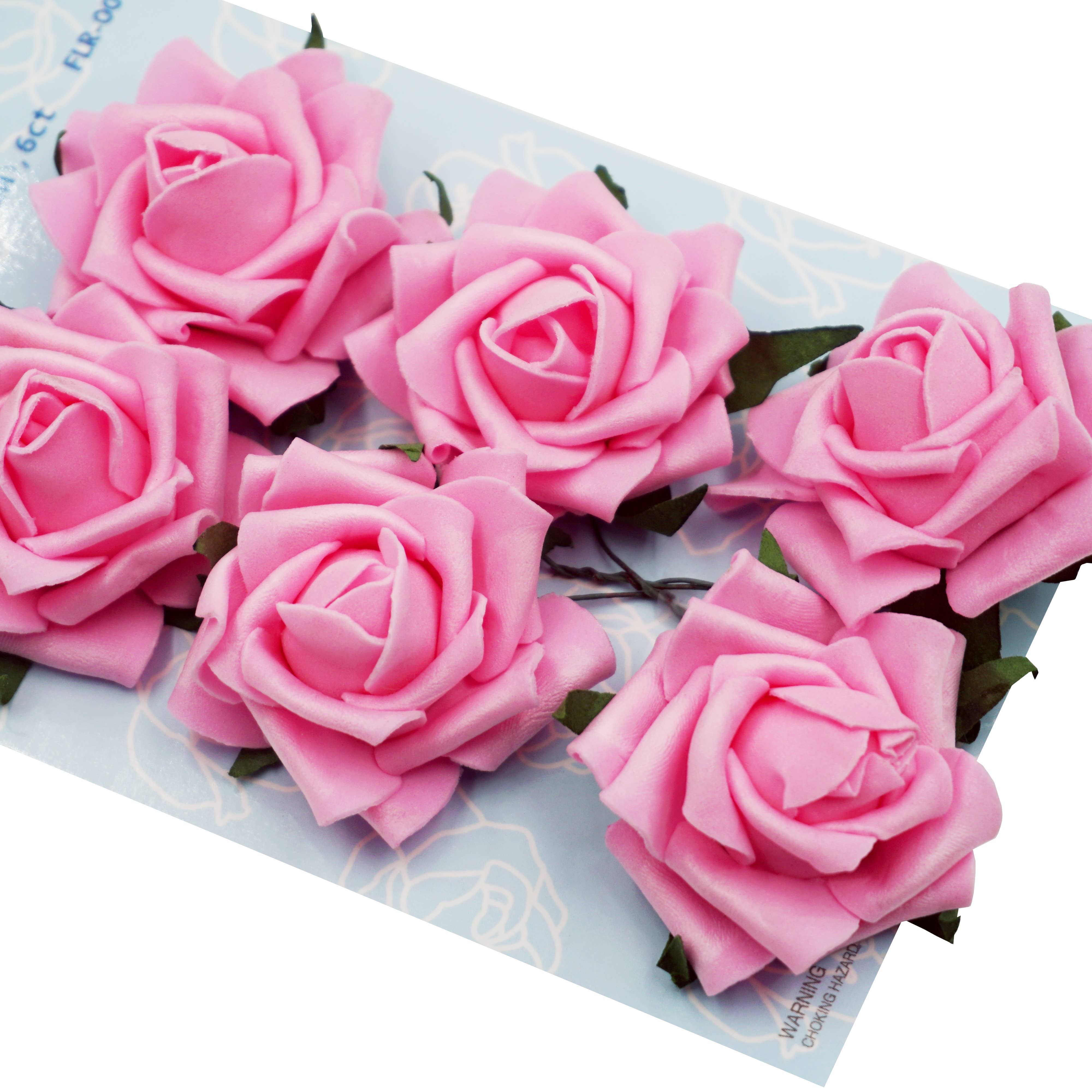 Angels Craft - Wholesale Artificial Flowers - Foam Flowers (Roses) with wire, 2.17" 6-ct0