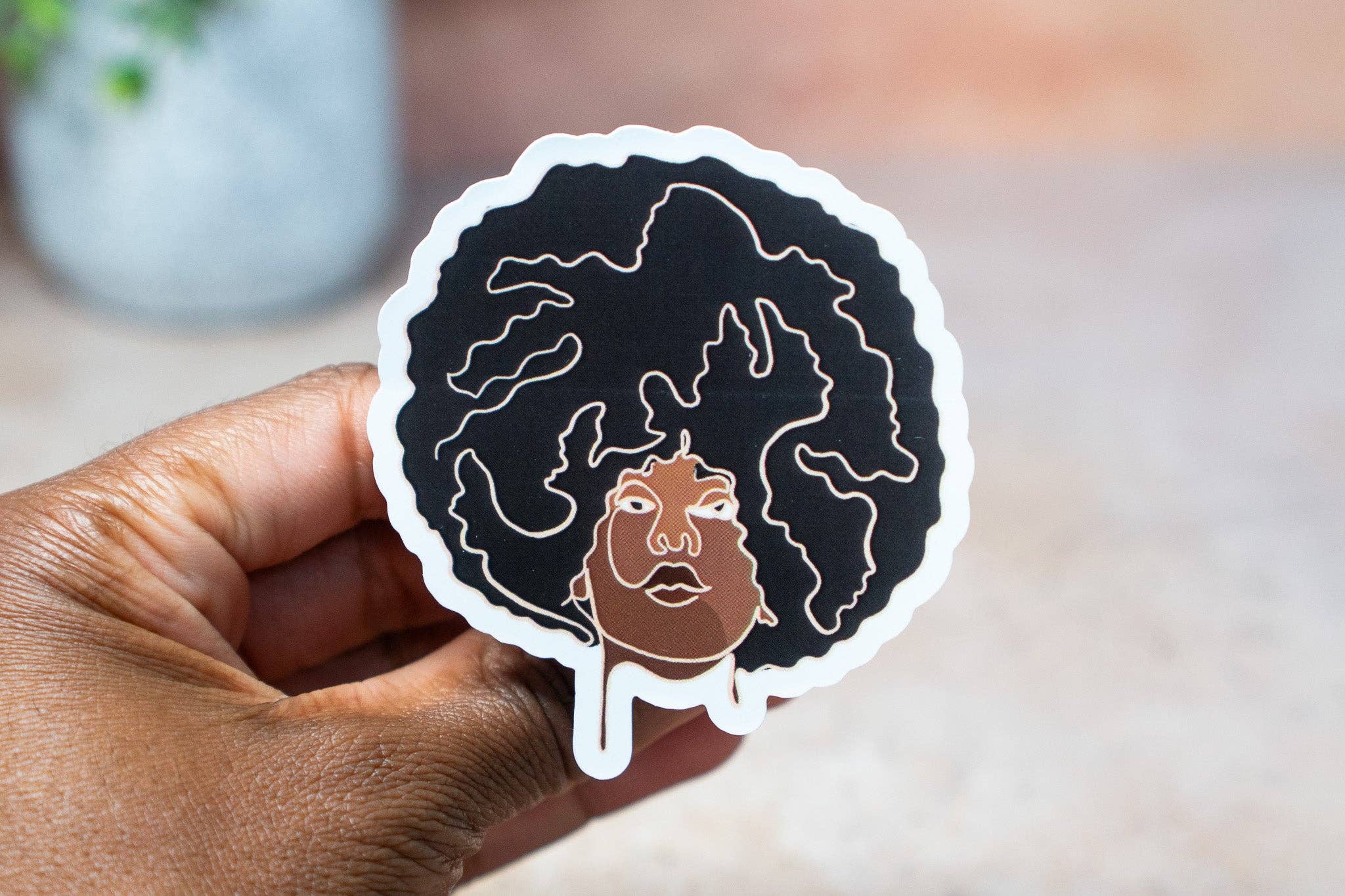 Pounded Yam Productions – Adesivo por atacado – Autocolantes de Linha Única Mulheres Negras: Afro1