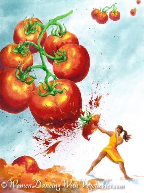 Tomatoes for wholesale by Women Dancing with Vegetables. Becoming Lighter