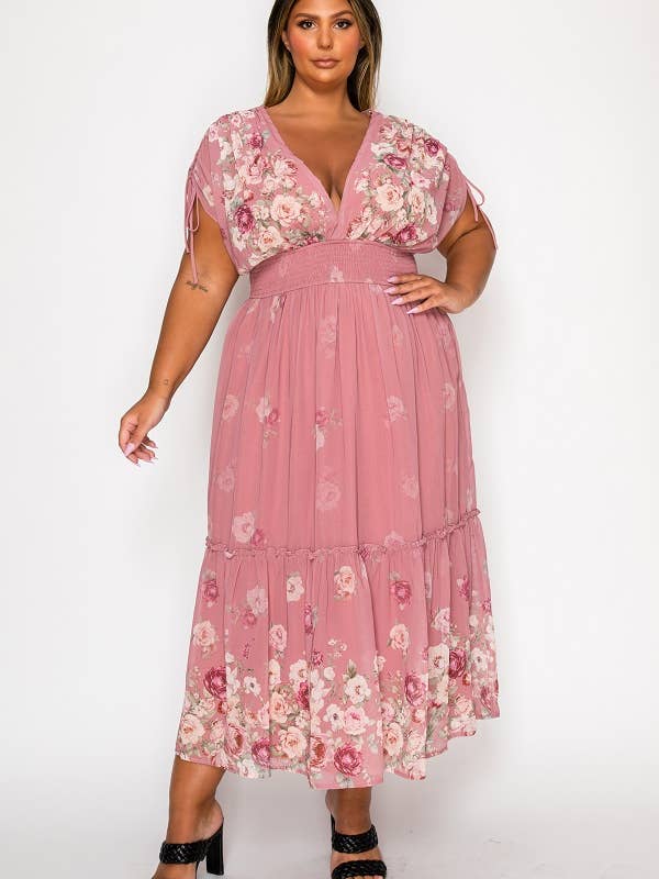 DM4573X- FLORAL DRESS for wholesale by Miss Avenue