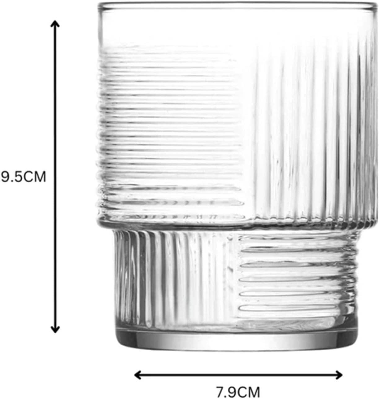 Biomatea - Vendita all'ingrosso Bicchiere/tazza - Set di 6 bicchieri | Bicchieri da 325 ml per matcha | Bicchiere a coste con motivo geometrico | Bicchiere per matcha, frullati, acqua, bibite, bicchieri da bere, IMPILABILI6