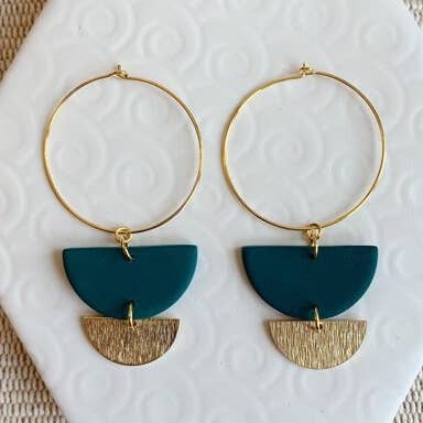 Lottie Teal Textured Charm Hoop Earring for wholesale by Kismet Klay