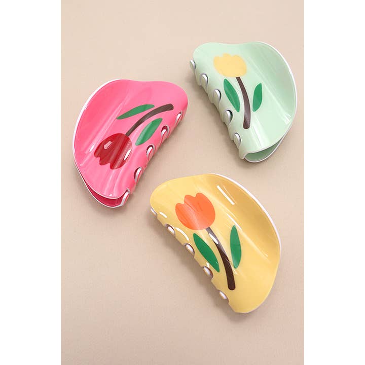 JOSSLYN by wall to wall - Wholesale Hair Clip - Women's - ORGANIC ROUND FLORAL HAIR CLAW CLIPS | 40H6333