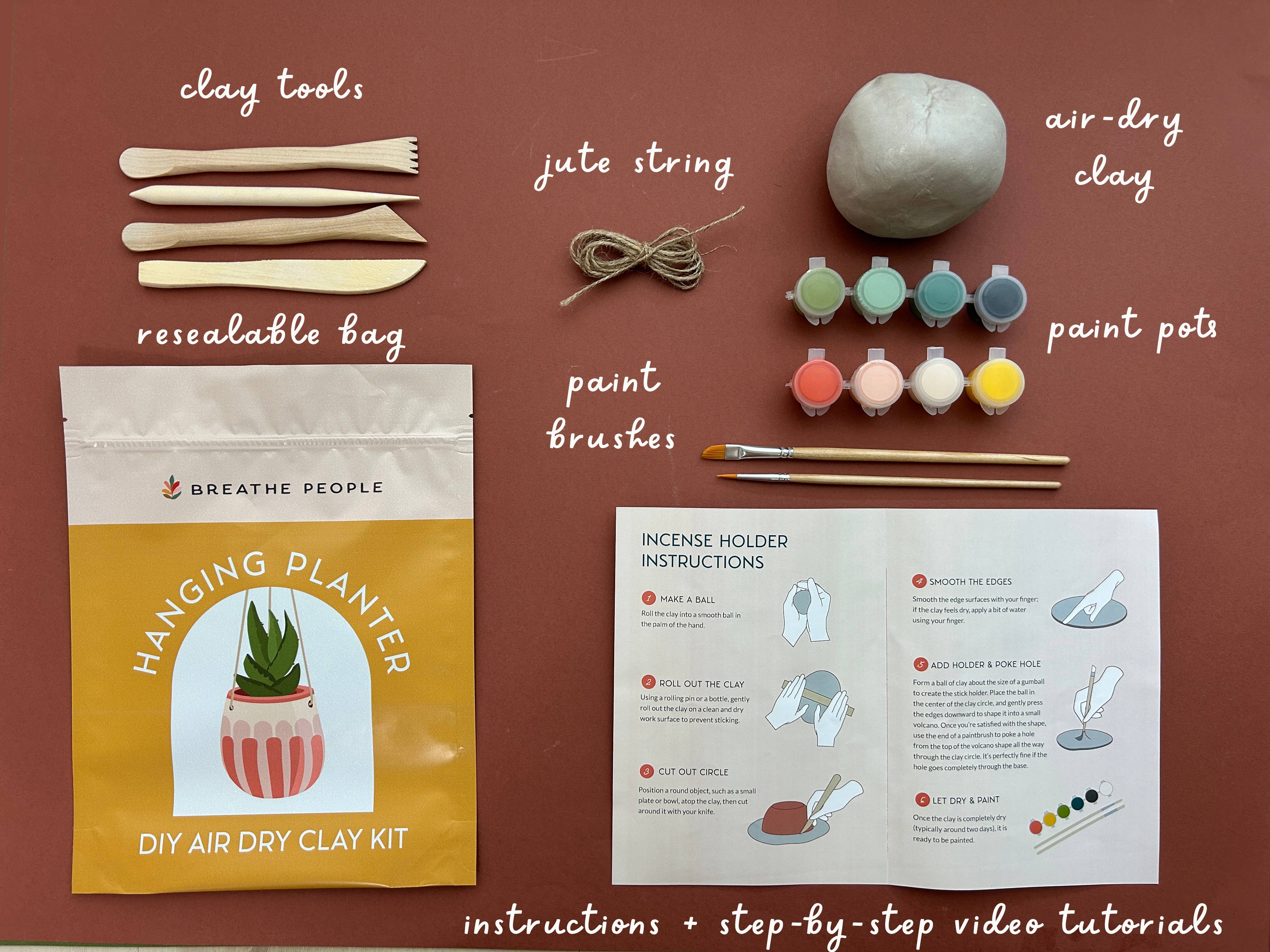 Breathe People - Wholesale DIY Craft Kit - DIY Air Dry Clay Kit- Make Your Own Hanging Plant Pot2