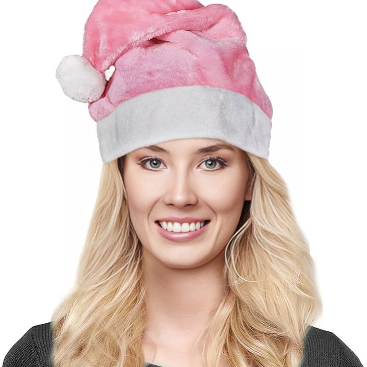 Windy City Novelties - Wholesale Santa Hat - Pink Plush Christmas Santa Hat