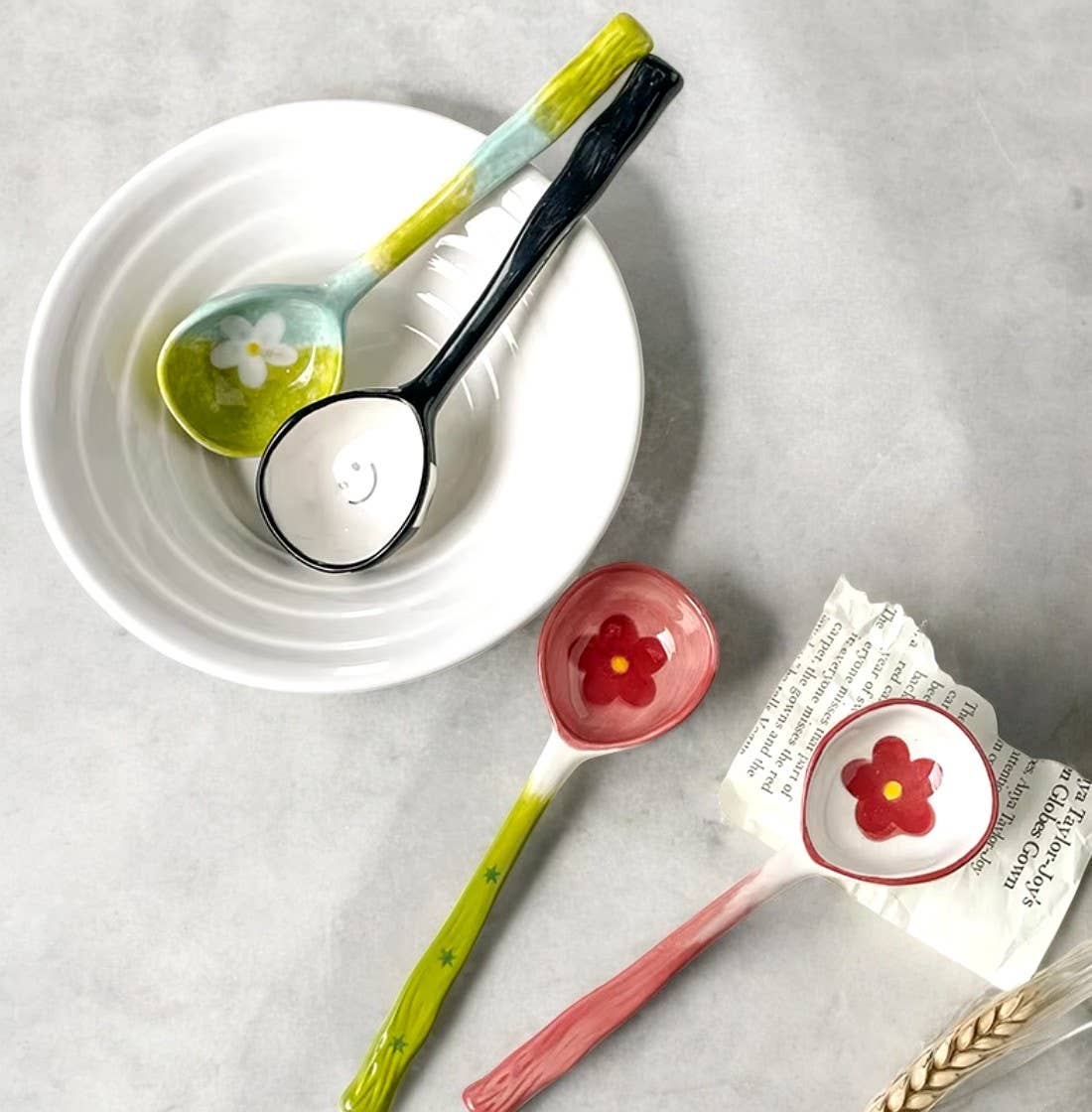 Homerely (We Cover All Import Duties) – wholesale Table spoon (cutlery) – Cute Design Ceramic Long Handle Soup Spoon5