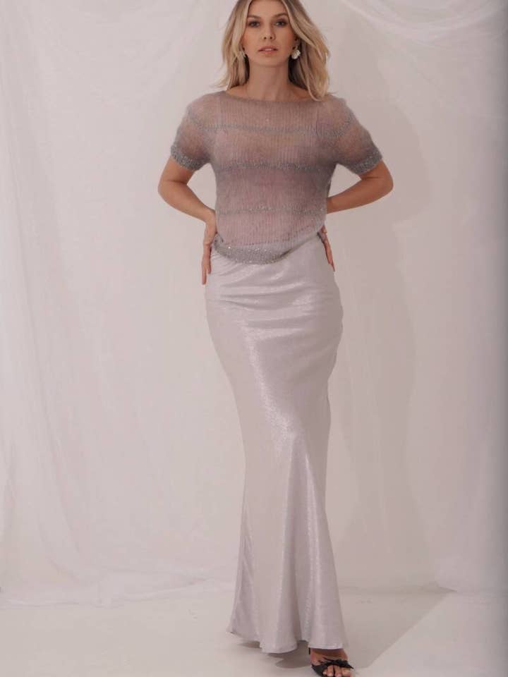 Charlotte Maxirock In Silber für den Großhandel von INSÁ by Inna Schuldeschov